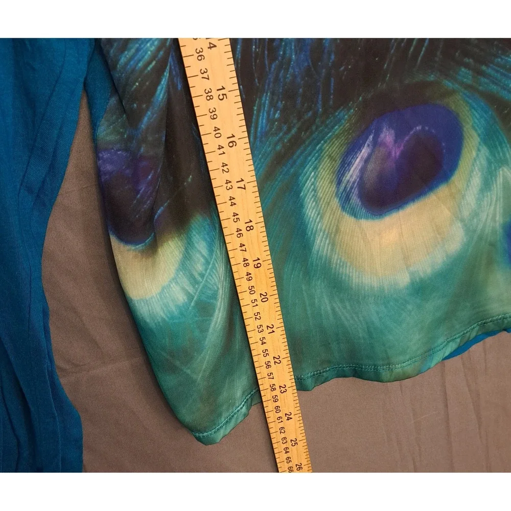 Aeropostale Peacock Print Long Sleeve Shirt Womens Size‎ Large